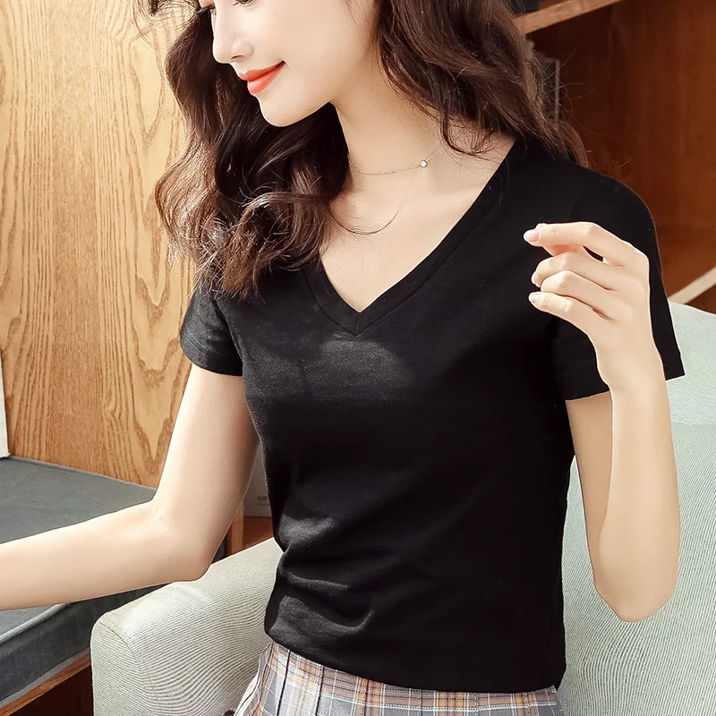 

T Shirt Women Clothes 2019 Fashion Black Tee Top Fashion Cotton Ladies Tee Shirt