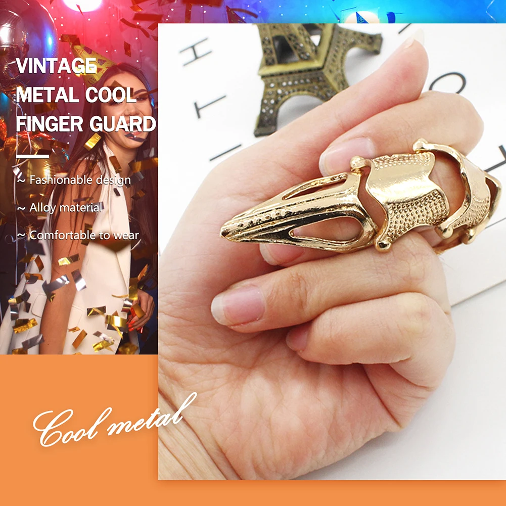 

Cool Men Boys Punk Gothic Rock Scroll Joint Armor Knuckle Metal Full Finger Rings Gold Cospaly DIY Rings Rings for Men