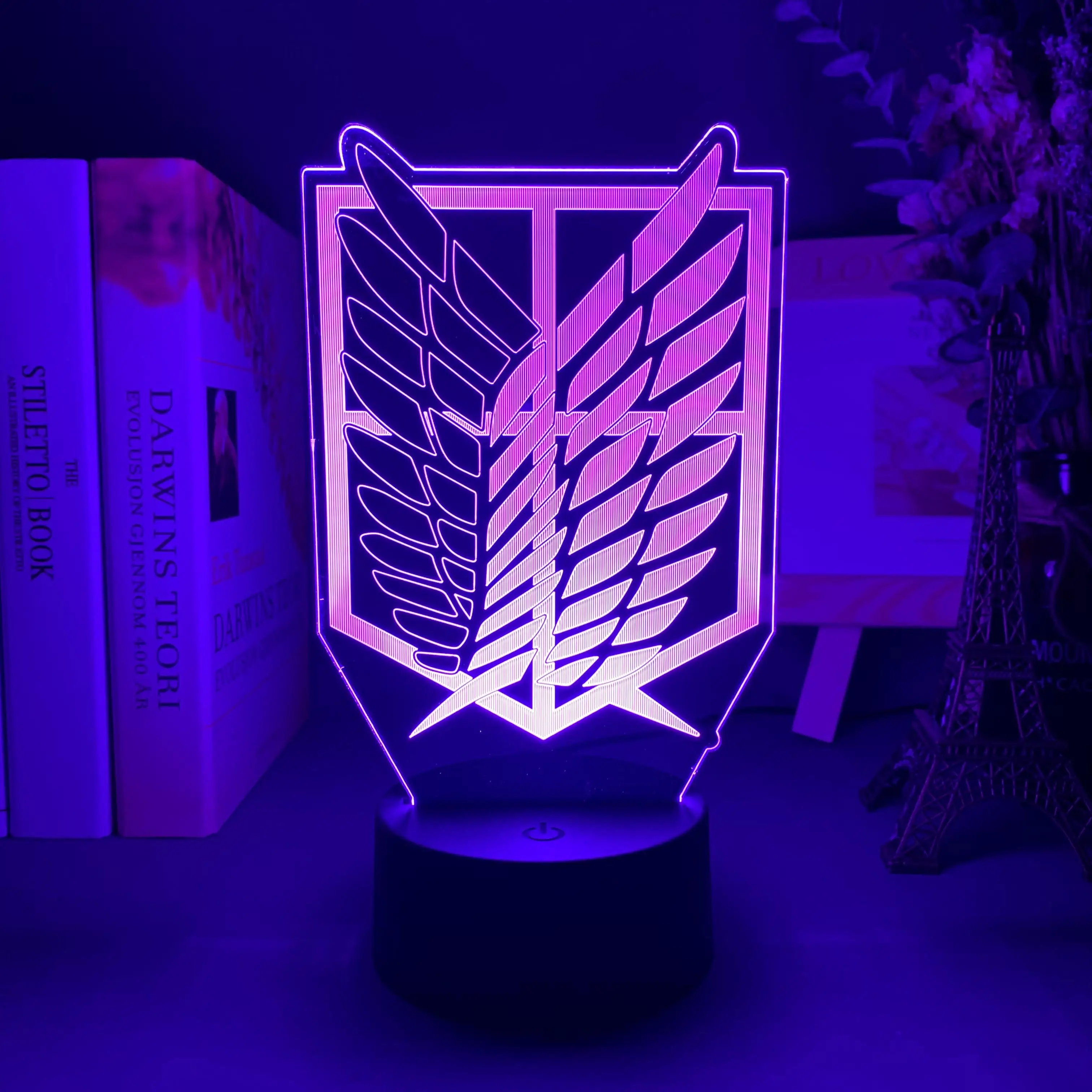 Ночсветильник с 3D иллюзией светодиодная подсветка Крылья Свободы 7 цветов