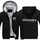 Куртка мужская зимняя флисовая с капюшоном и логотипом Discovery Channel