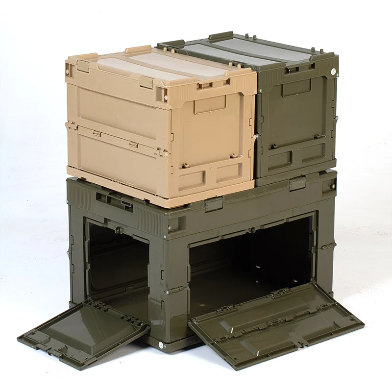 

Plastic Folding Storage Box Outdoor Camping Picnic Storage Box Multi-function Vehicle Can Opened Sideways Superposition Storage