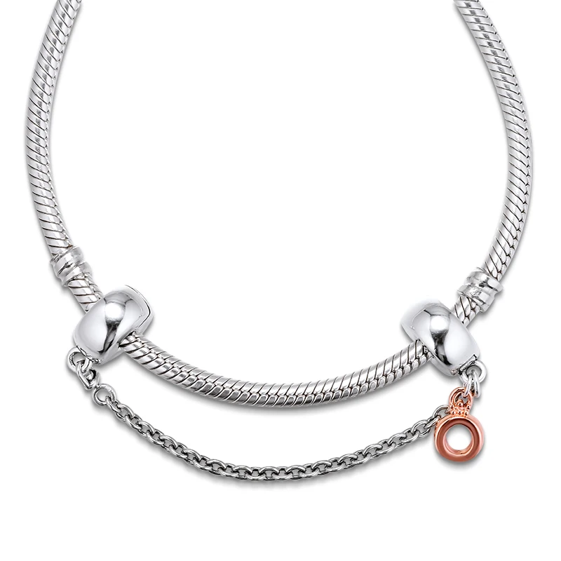 

2019 Autumn 925 Sterling Silver jewelry Crown O Safety Chain Charms Fit beads Bracelets Bangle for Women DIY Jewellery Gift