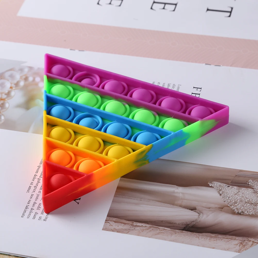 

Triangle Push Bubbles Sensory Toy Safe Early Education Desktop Puzzle Funny Decompression Toys Anti-Stress Portable Vent Toys