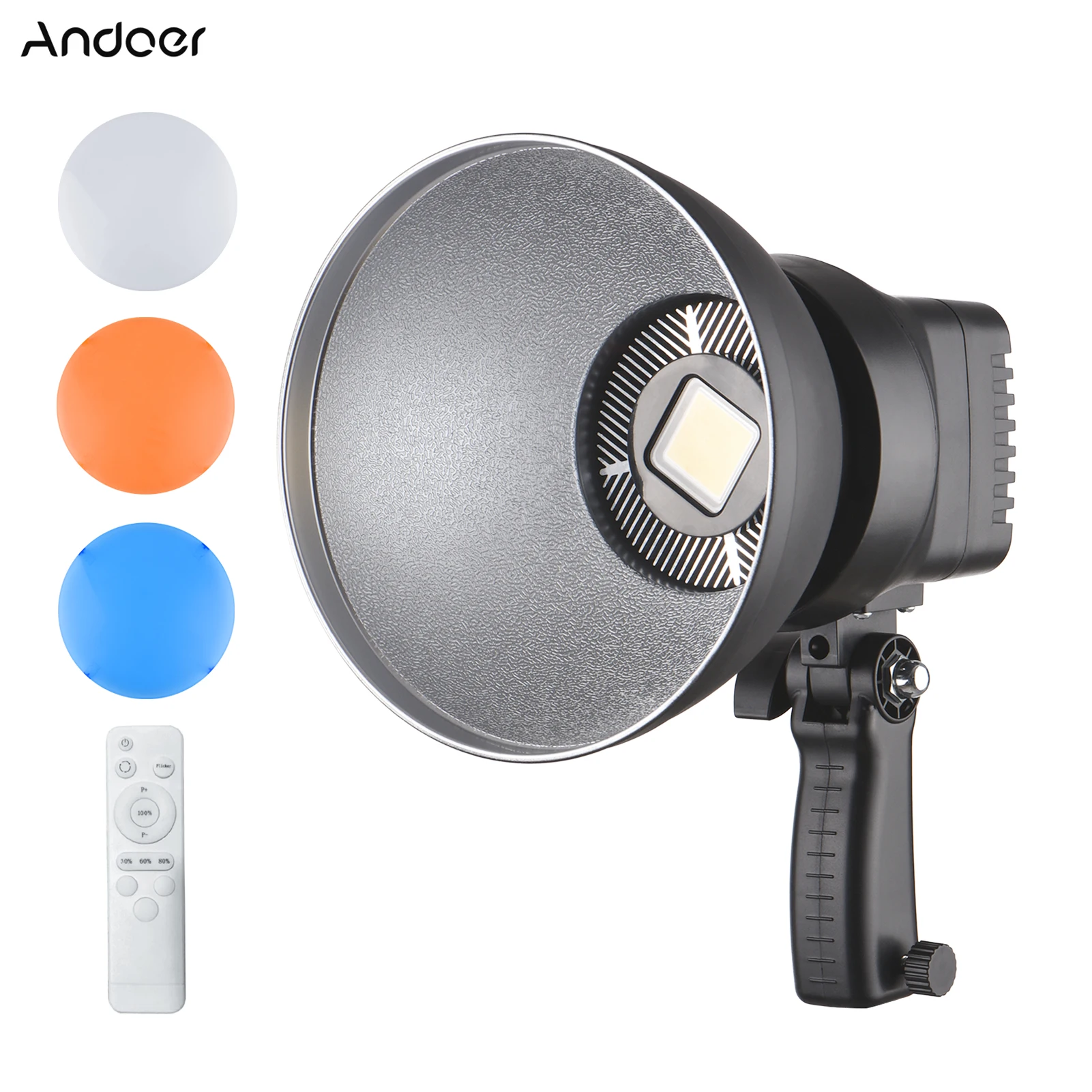 

Andoer LED Video Light 150W 6500K 15000LM CRI95+ 10%-100% Dimmable Bowens Mount with 3 Filter Panels Remote Control
