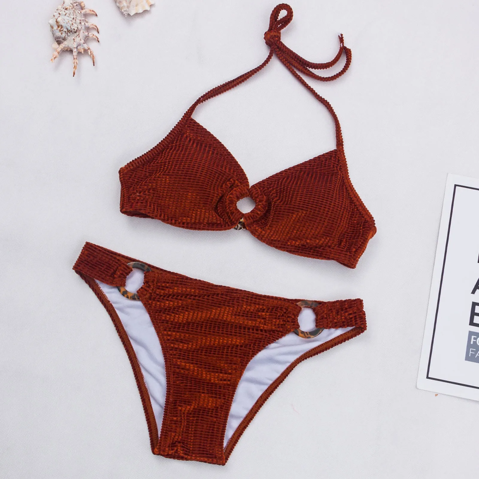 2021 женский сексуальный однотонный комплект бикини с принтом на бретельках