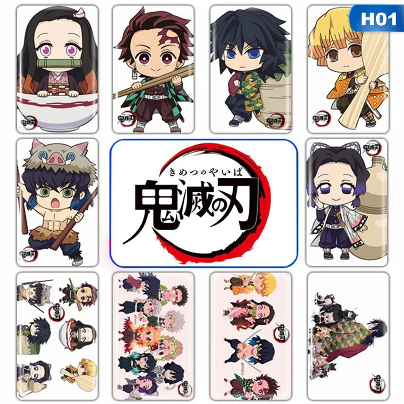 

10Pcs/Pack Demon Slayer Kimetsu No Yaiba Anime Card Sticker Pack DIY Waterproof Card Classic Kids Stickers Toys For Children