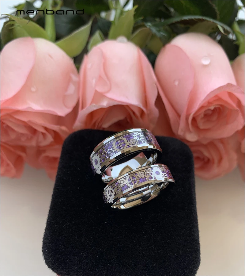 Милая пара кольцо Вольфрам обручальное Шестерни с механическими кнопками колеса