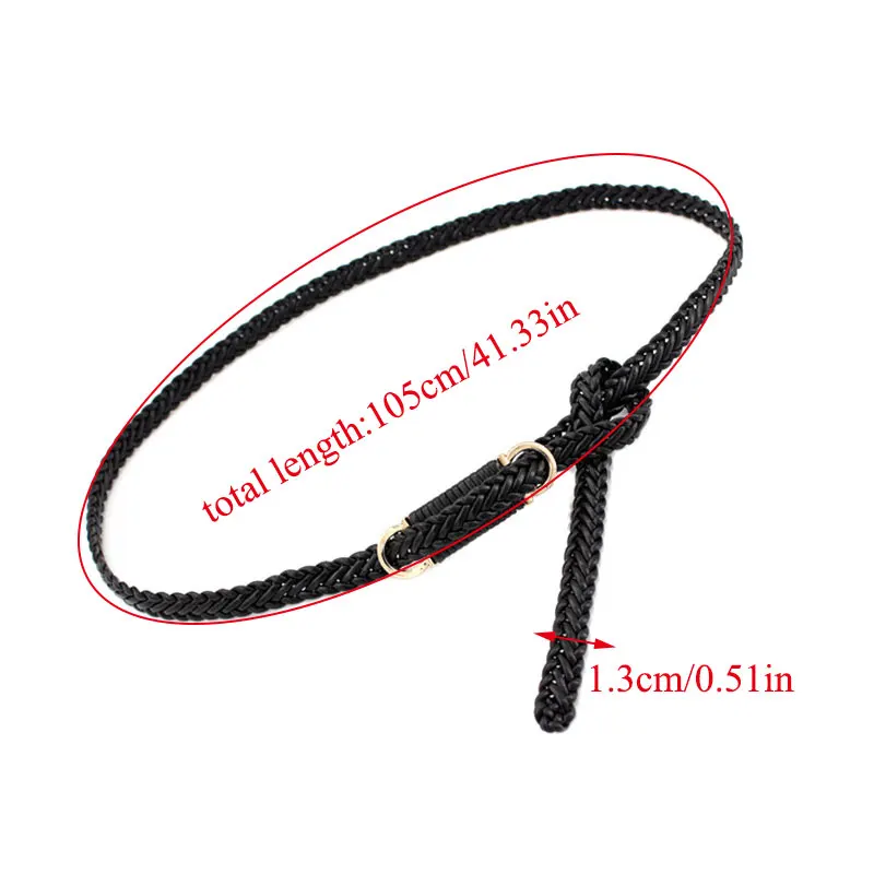 Модный плетеный кожаный ремень женский пояс на талию тонкая Пряжка однотонный