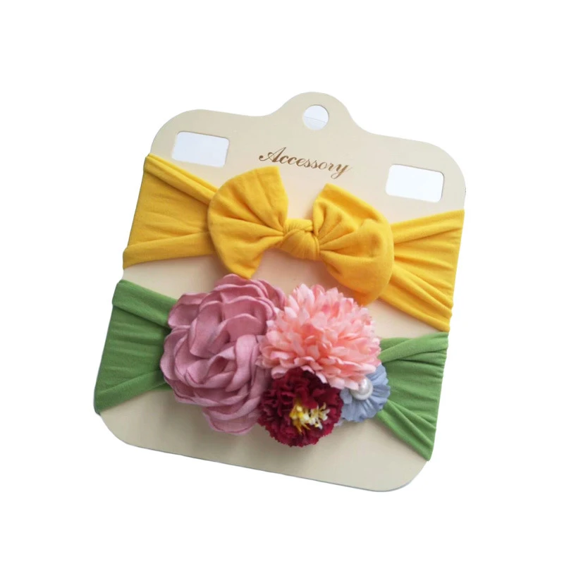 

2Pcs Chiffon Flower Baby Headband Headwear Nylon Elastic Solid Soft Bow Knot Baby Headbands For Girls Newborn Hair Accessories