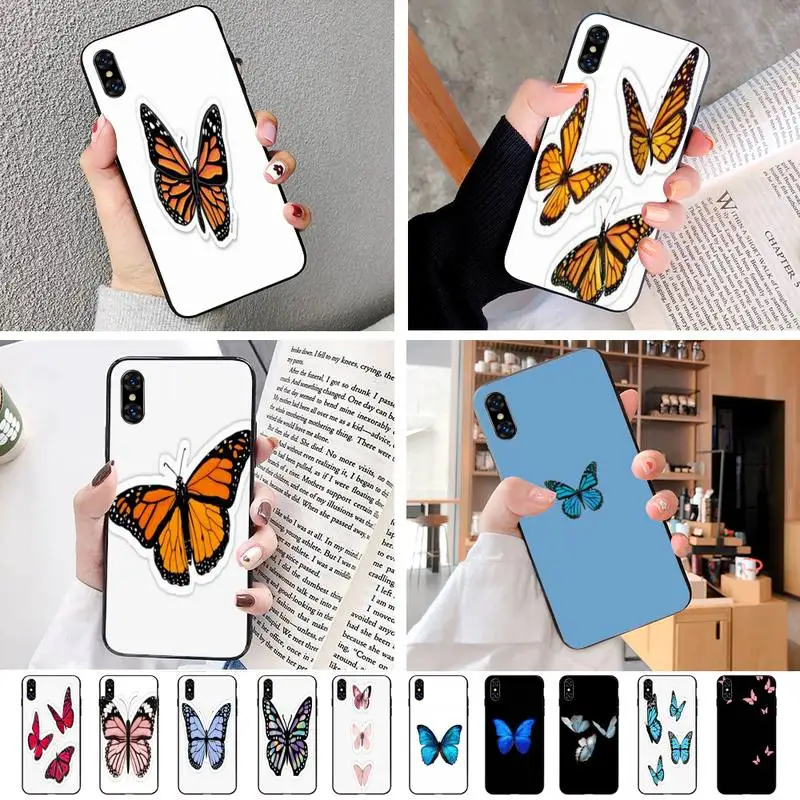 Чехол для телефона с наклейкой бабочки IphoneX XS 11 11Pro 5 5s SE 6 6s Plus 7 8 2020 | Мобильные