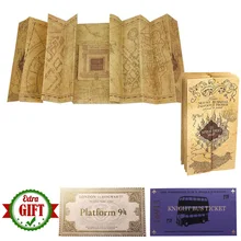 The Marauders Map Wizard School Acceptance Letter Knight Bus Ticket 9 3/4 Express Ticket Quality Paper Golden Stamping Gift