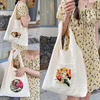 womens shopper shopping bags female canvas commuter school vest bag japan cat cotton cloth fabric grocery handbags tote bag