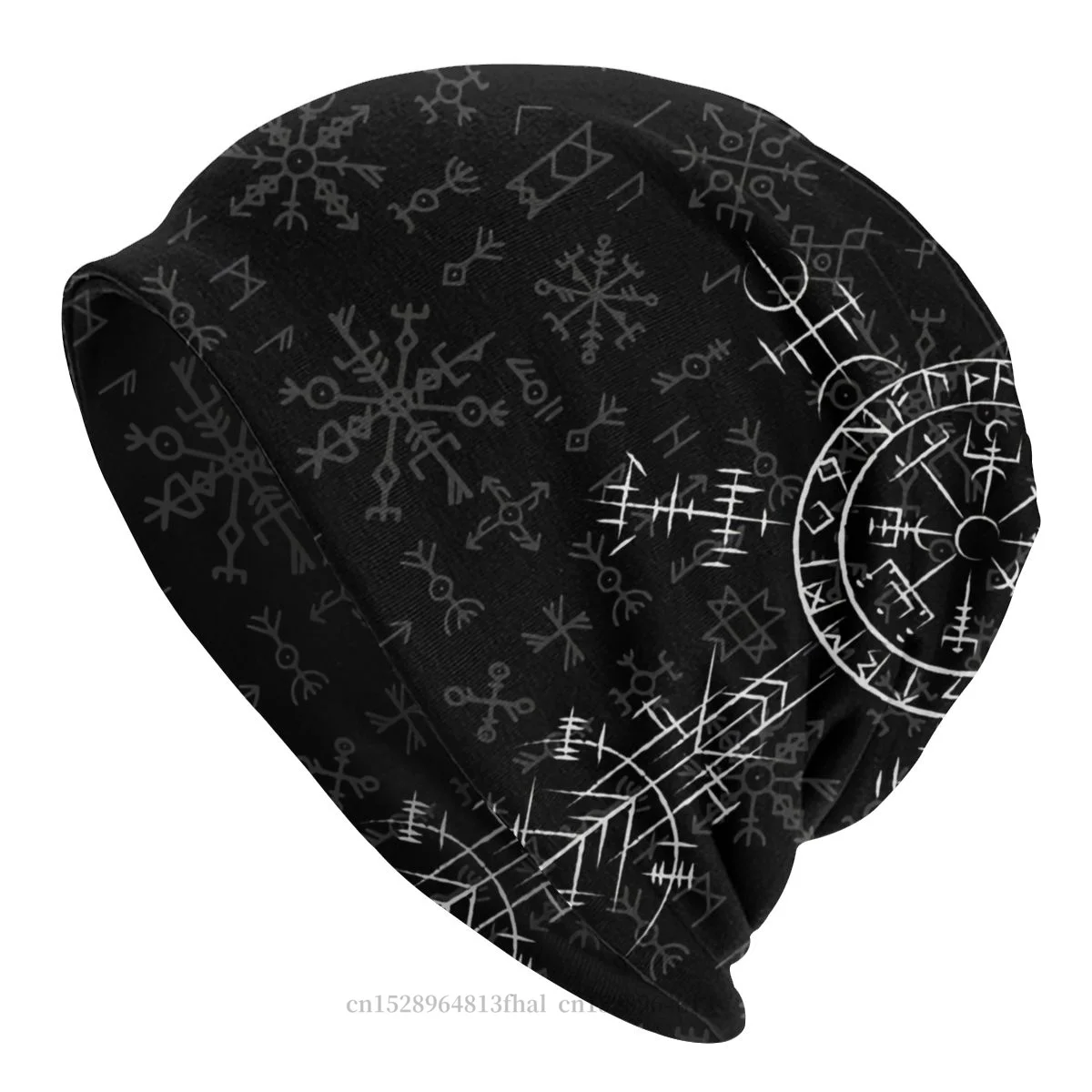 

Norse Mythology Vikings Skullies Beanies Caps Celtic Lucky Charm Compass Symbole Celtic Vegvisir Hat Bonnet Hats Men Women's