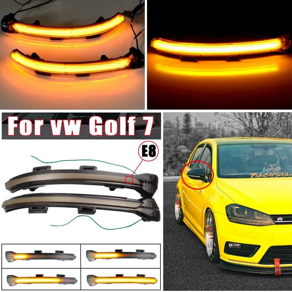 

2Pcs Turn Signal Lights Dynamic Flowing LED Side Mirror Turn Signal Lamps for Volkswagen for VW Golf 7 R G-T-I 7.5 2012-2018