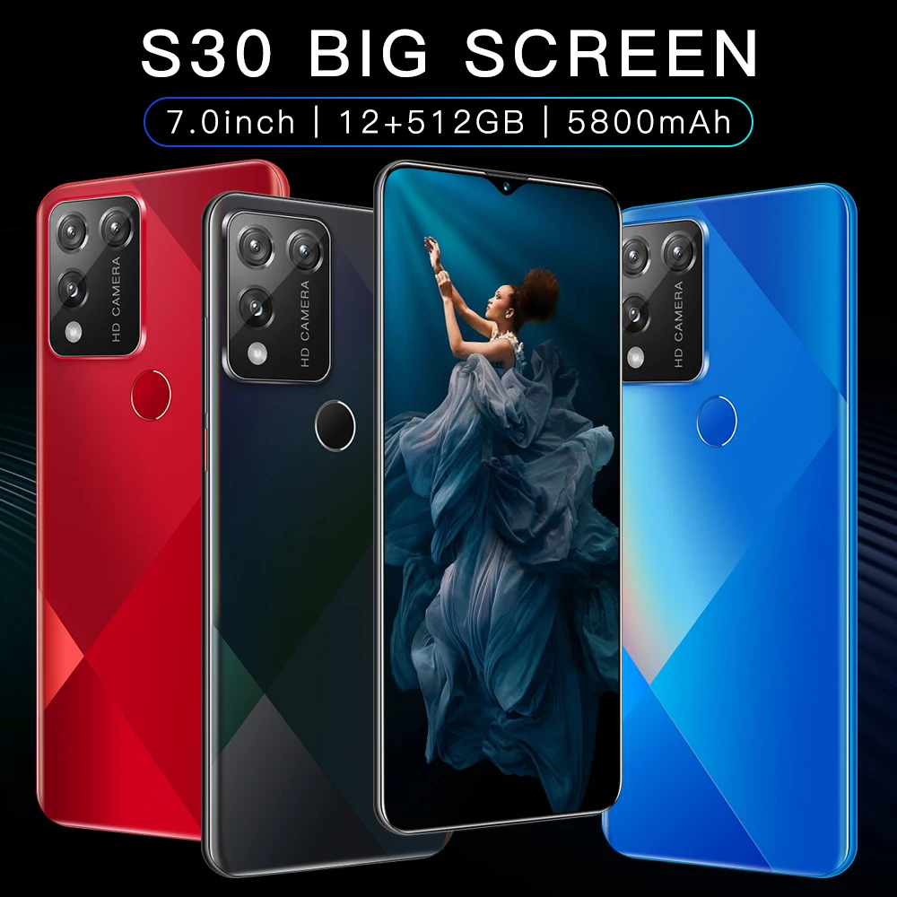 

S30 7.0Inch 12GB 512GB New Smartphones 24MP+48MP Android 10 5800mAh Ten Core Really MTK6889 5G Dual SIM Global Version Telefon