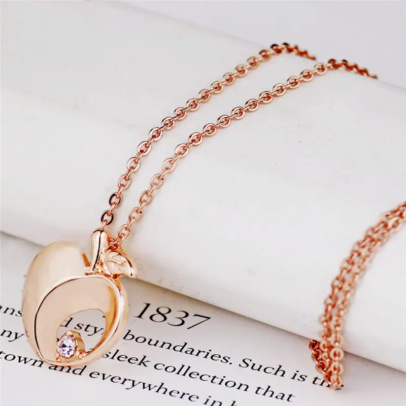 Ожерелье с подвеской в виде яблока из кристаллов ожерелье нержавеющей стали