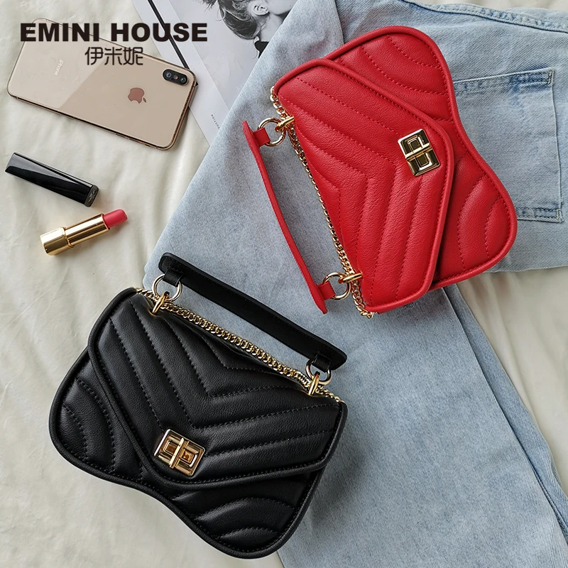 EMINI HOUSE модная сумка на цепочке сумки через плечо для женщин натуральная кожа