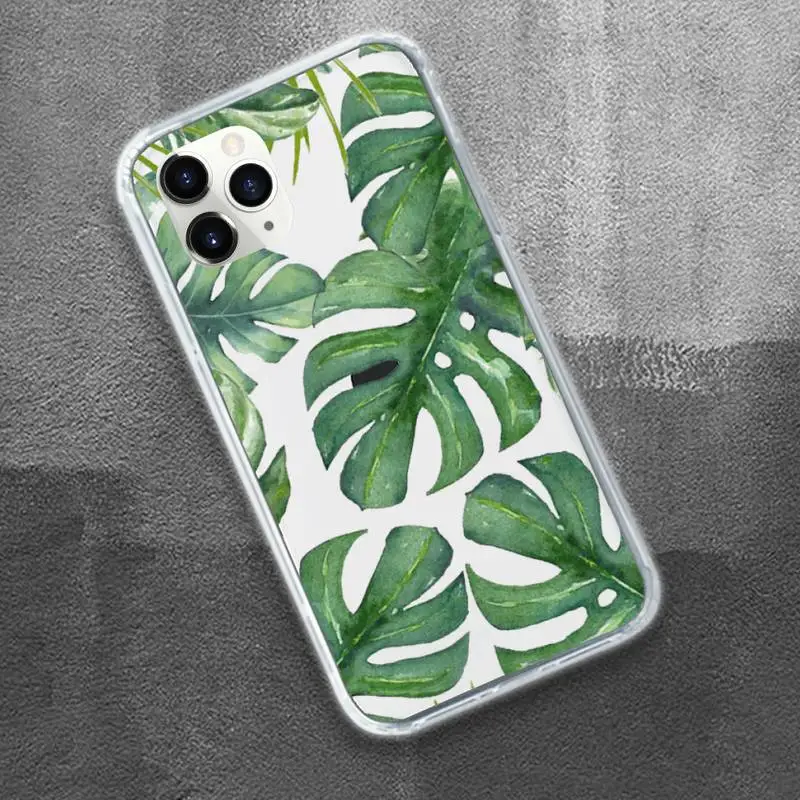 

Vintage Banana Leaves Phone Case Transparent for iPhone 11 12 mini pro XS MAX 8 7 6 6S Plus X 5S SE 2020 XR