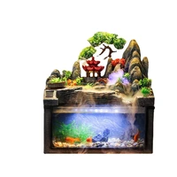 creative desktop fish tank water flow lucky fountain living room office decoration waterfall circulating water small rockery