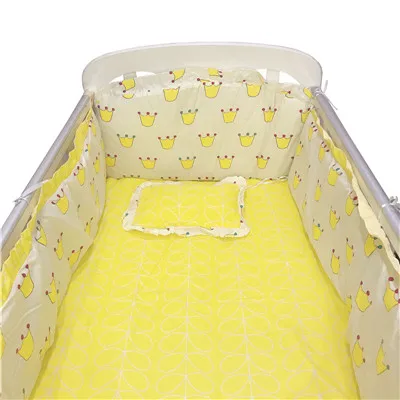 Yellow Комплект детского постельного белья из 6 предметов, Детские бамперы для кровати, матрас, подушка для спины, хлопковое белье для малышей, комплекты для маленьких мальчиков и девочек, 110*60 см - Color: Yellow