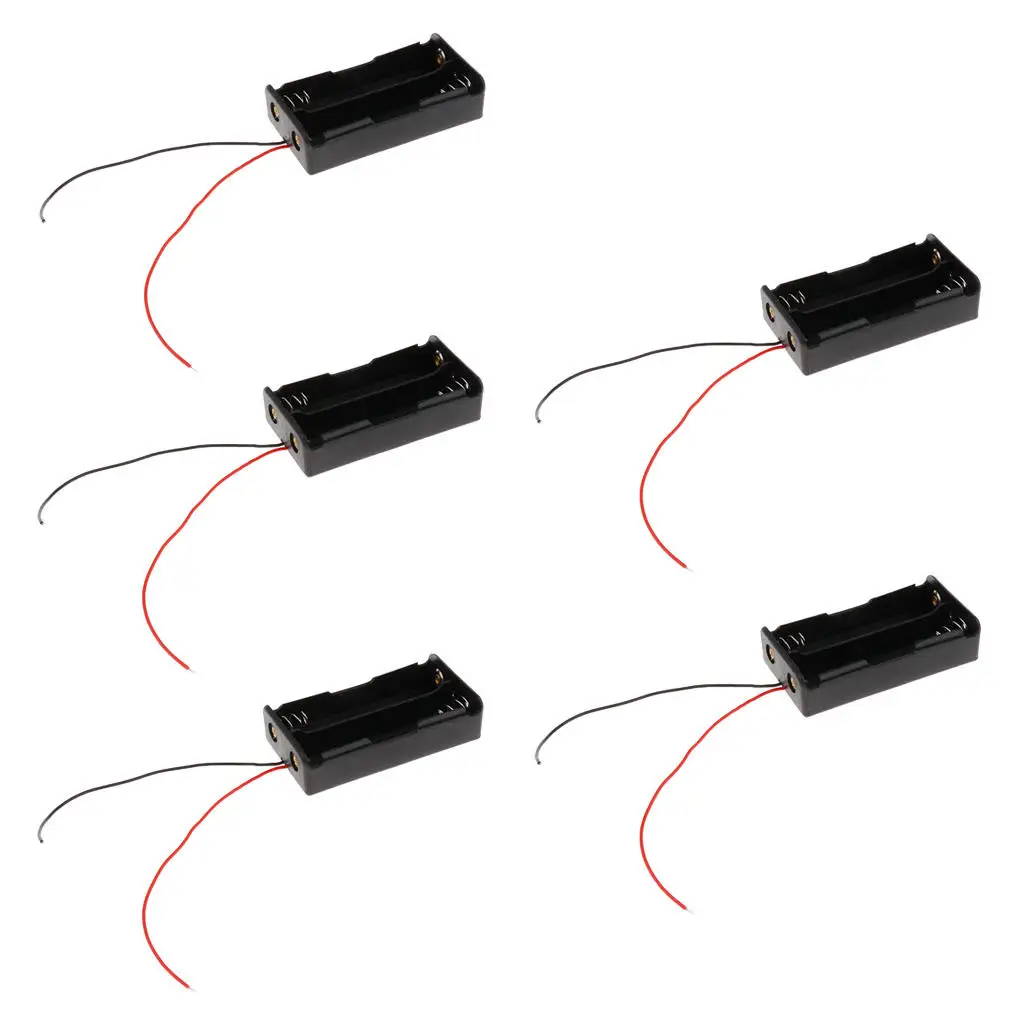 

Plastic Battery Storage Case Box Holder For 2x18650 With 6" Wire Leads