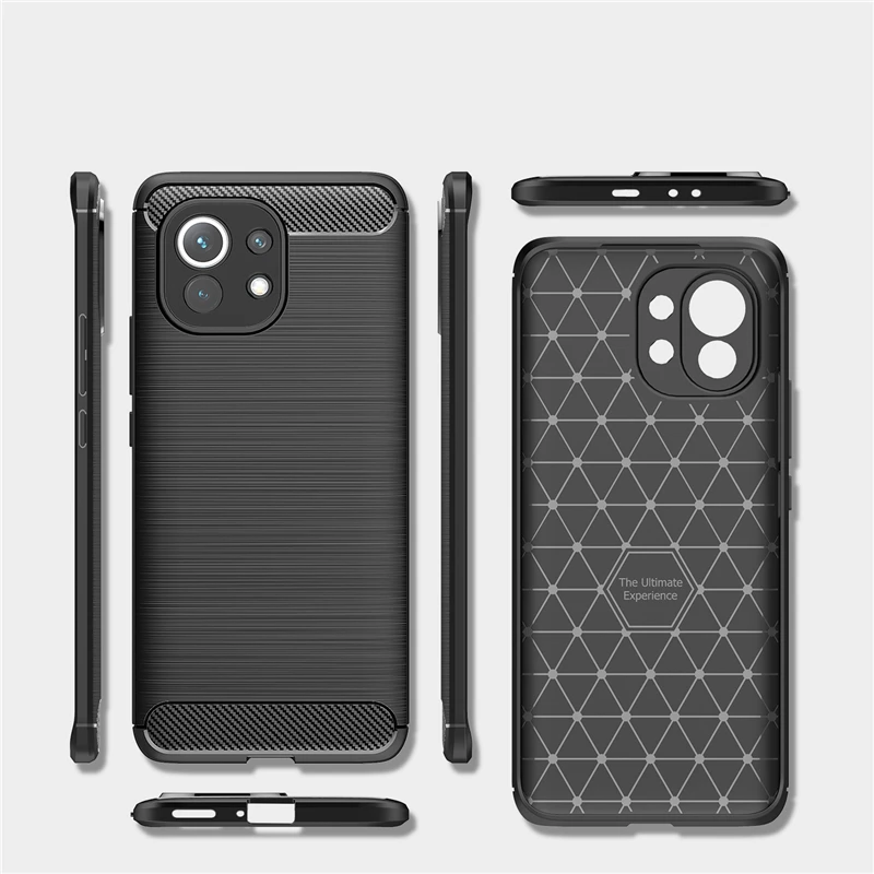 

For Xiaomi Mi 11 Case Soft Silicone Brushed Carbon Fiber Texture Rugged Armor TPU Phone Cases Cover For Xiaomi Mi 11 Mi11