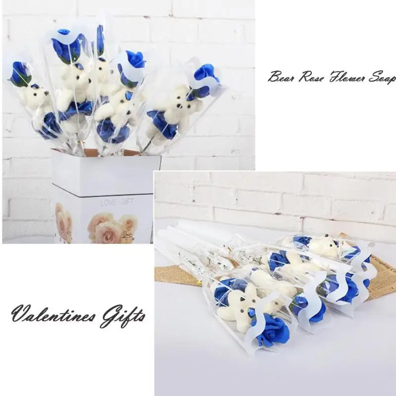 1 шт. ароматизированное мыло для ванны роза медведь цветок лепесток с подарочной