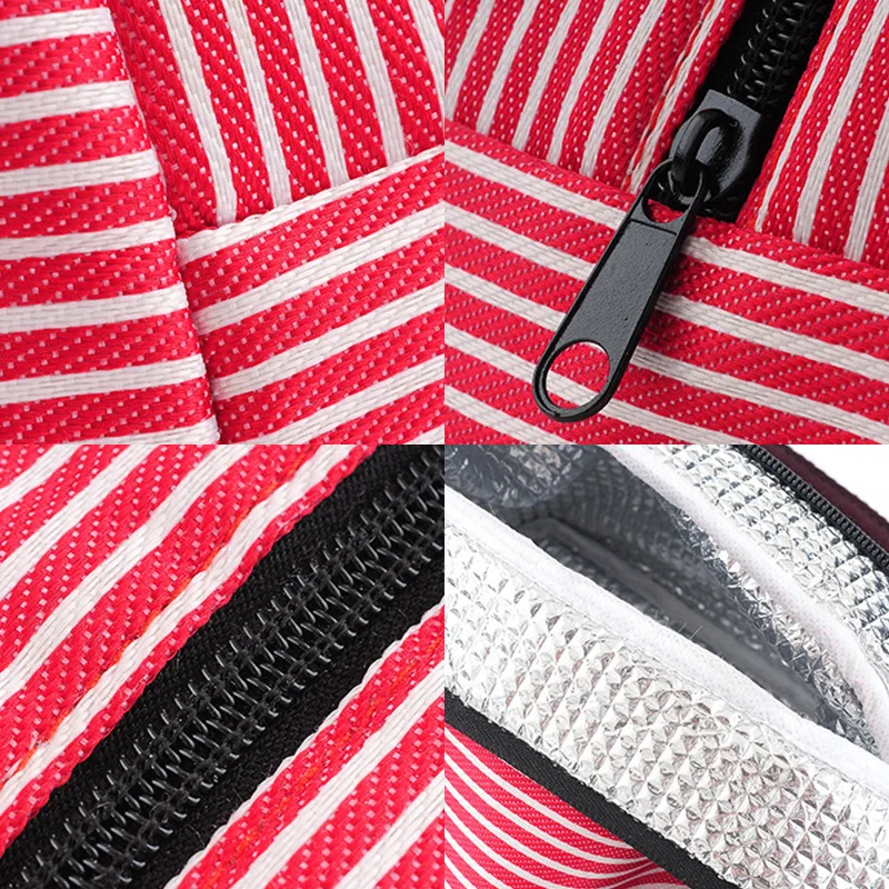 Полосатые сумки для ланча Bento сумка Портативный изоляцией холодной Пикник носит