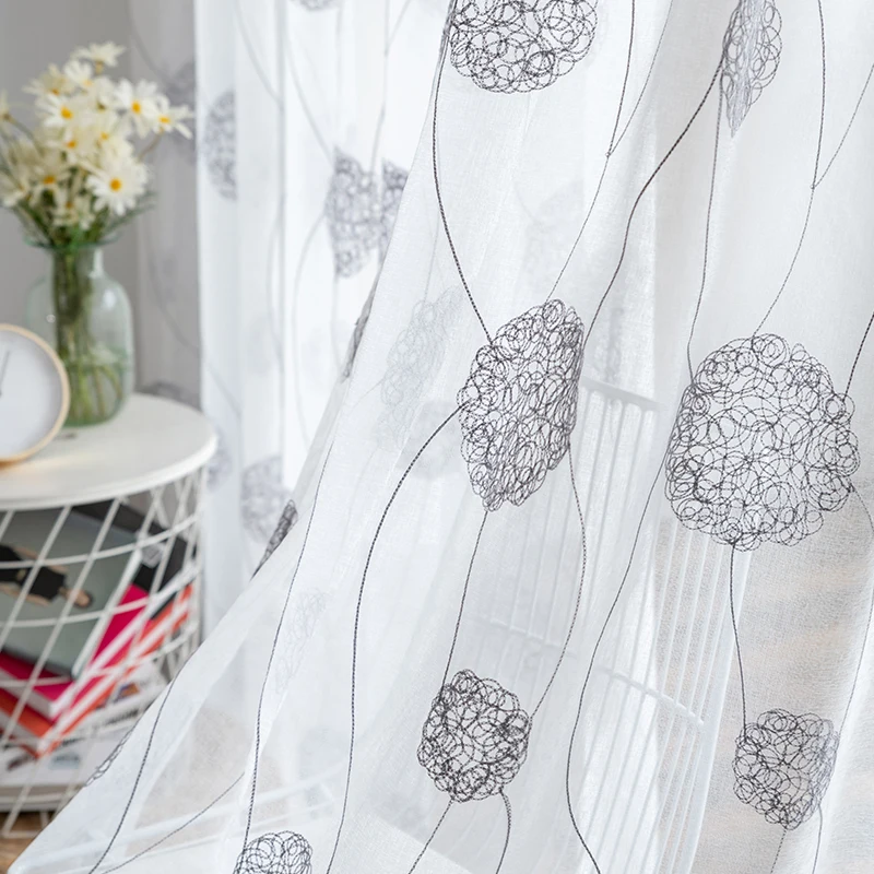 Прозрачные Занавески с вышивкой для гостиной шторы из вуали в европейском стиле