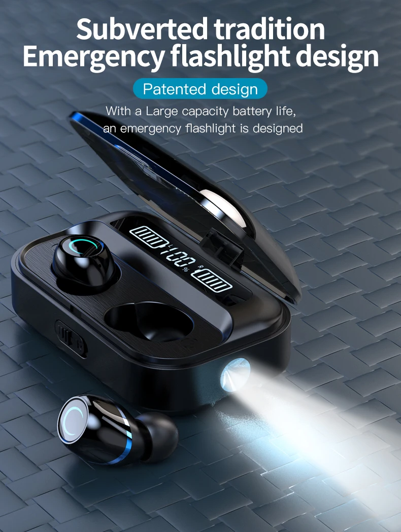 

Беспроводные Bluetooth-наушники WTS G05 V5.0, водонепроницаемые, с сенсорным стереонаушником, с аккумулятором 1500 мА · ч светодиодный светодиодным ди...