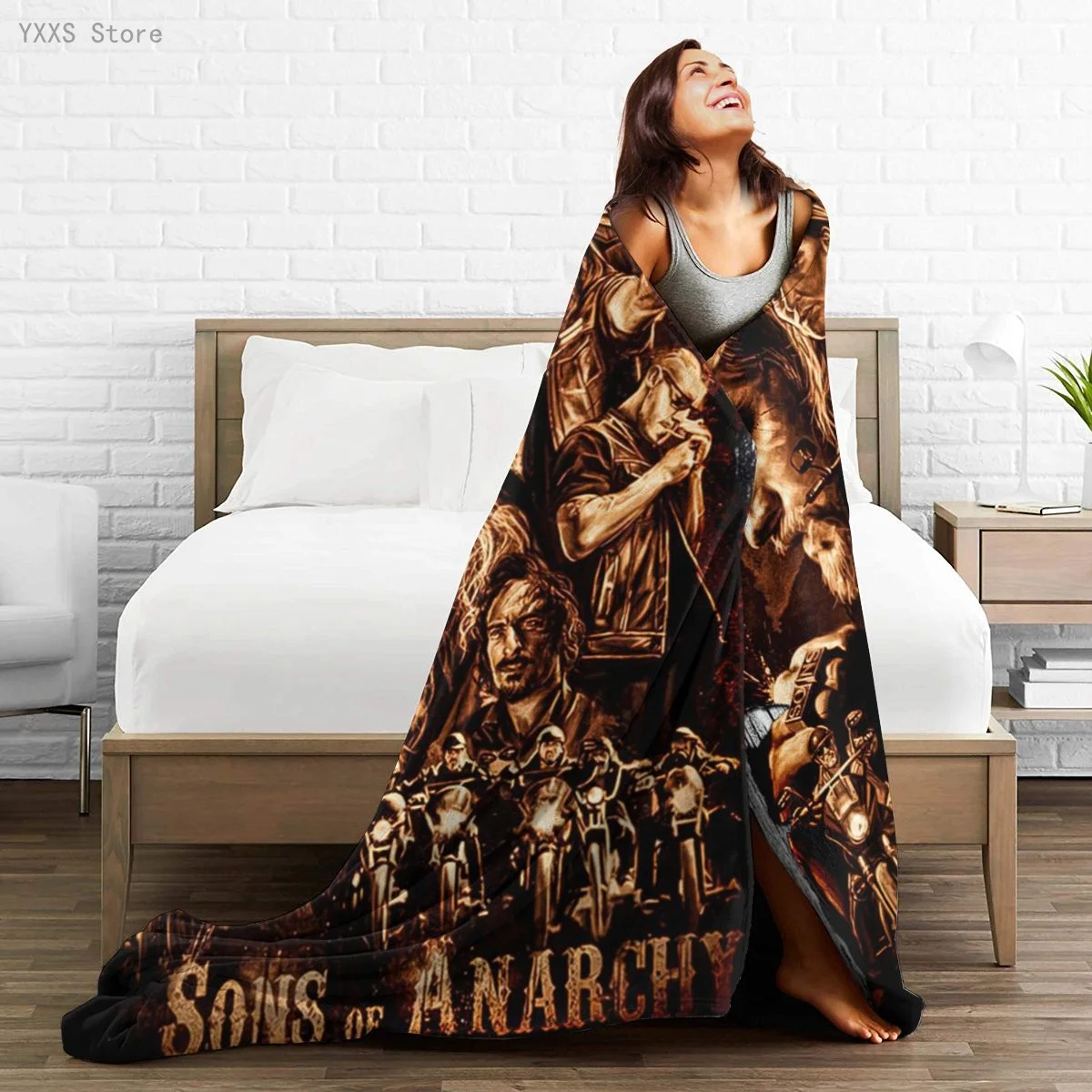 

Sons of Anarchy 3D Cartoon Sherpa Blanket Warm Super Soft Flannel Office Nap Bedspread Sofa Bedding Plush Quilt Plaids A1