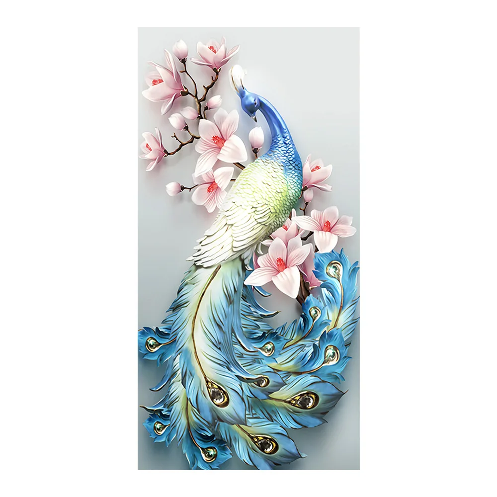 Алмазная живопись 5D сделай сам картина с зеленым павлином животным полностью