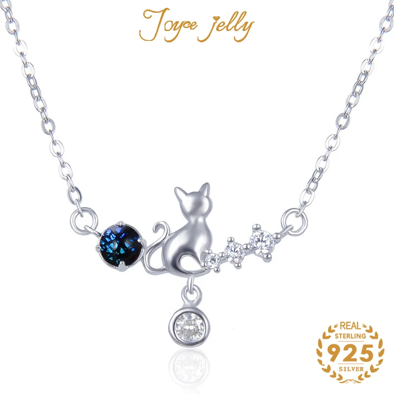 

JoyceJelly 925 Silver Fashion Trendy Necklace for Women Lovely Cat Flower Design for Beauty Fashion Fine Wedding Jewelry Gifts