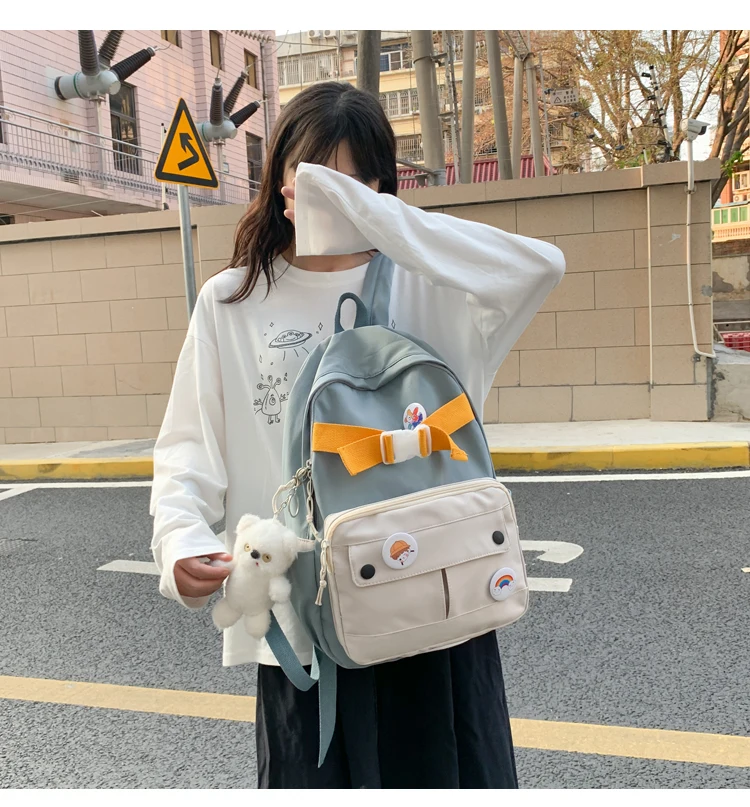

YTX1843 simple Korean version of the large-capacity contrast color campus backpack all-match water-repellent backpack