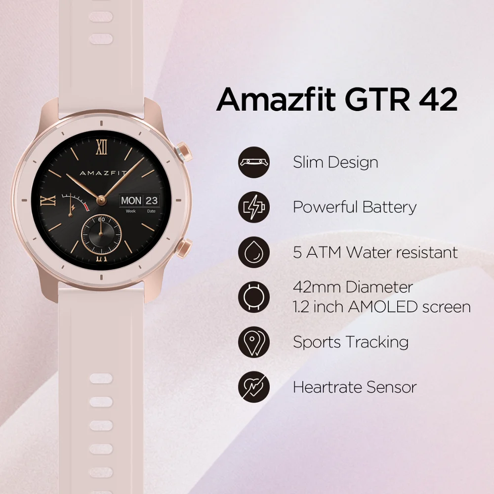 В наличии глобальная версия Новый Amazfit GTR 42 мм Смарт-часы 5ATM Smartwatch 12 дней батарея