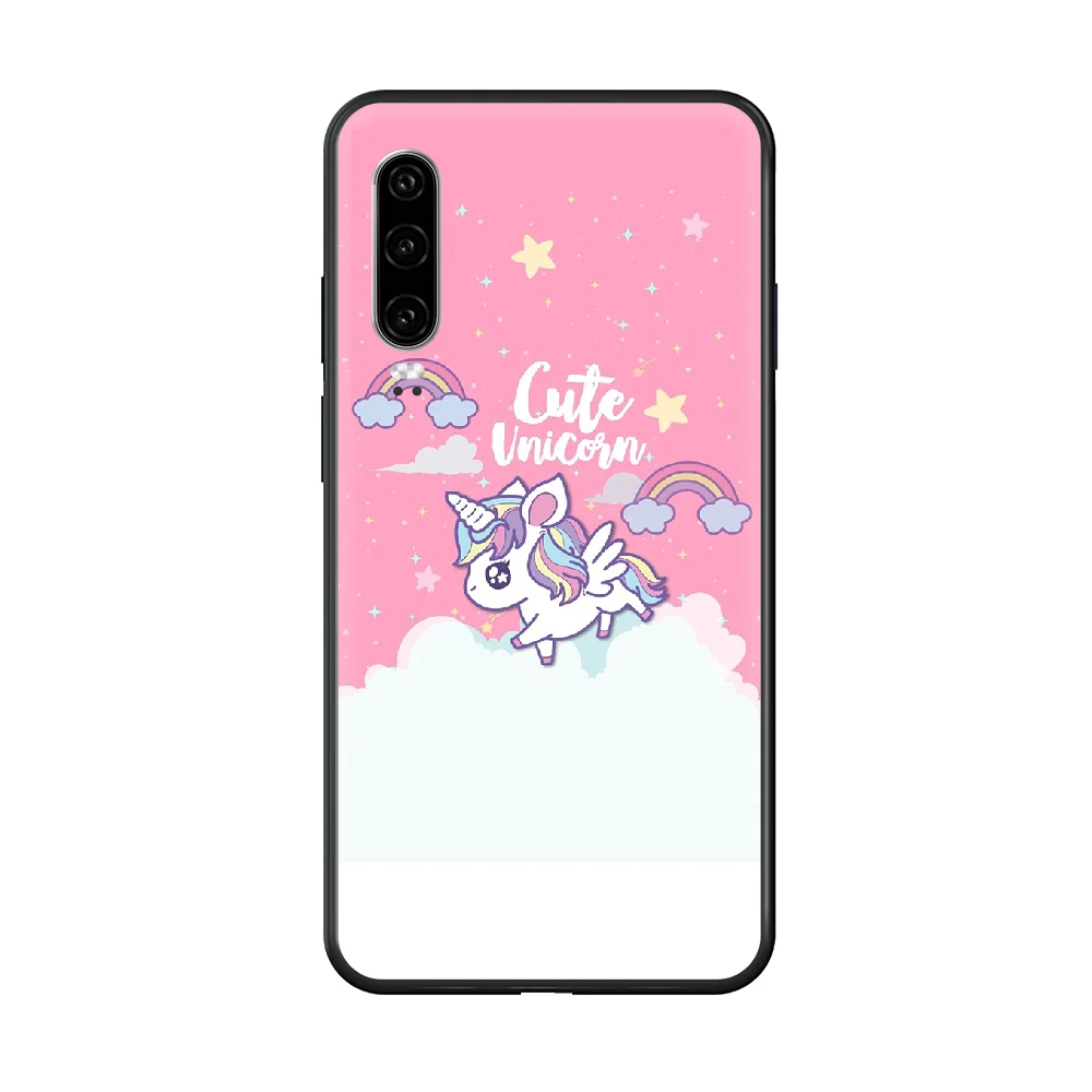 

Color Unicorn Phone Case hull For huawei honor 7 8 9 10 20 A S X Lite Pro black hoesjes pretty bumper silicone cell cover trend