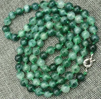 long 32 8mm green jade round gemstone beads necklace aaa