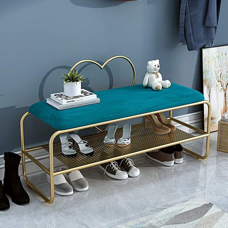 

Simple light luxury shoe-changing stool delicate flannel household entrance seat shoe rack shoe-wearing stool waterproof