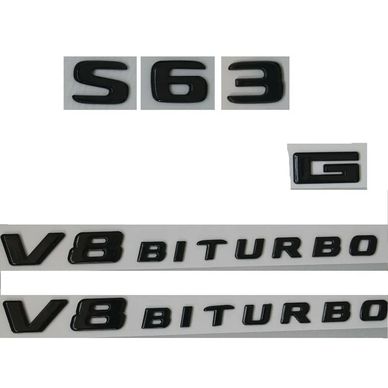 Блеск для губ и черными буквенными принтами S63 A M G V8 BITURBO значки эмблемы