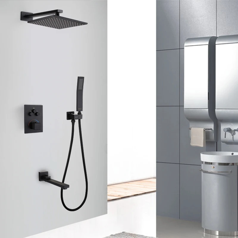 Новая кнопка латунный набор для душа ванной комнаты матовый черный дождевой
