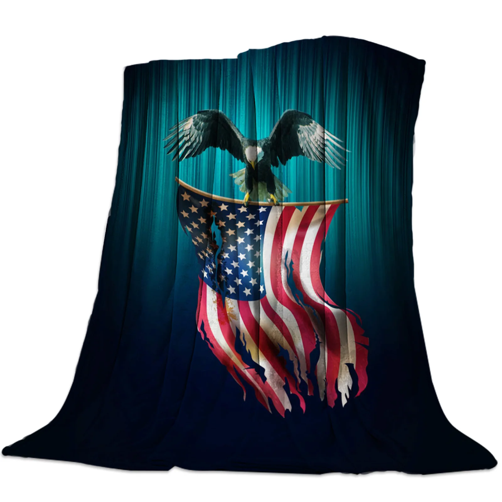 

Eagle American Flag Throw Blanket Portable Soft Blanket for Sofa Microfiber Flannel Blankets for Beds