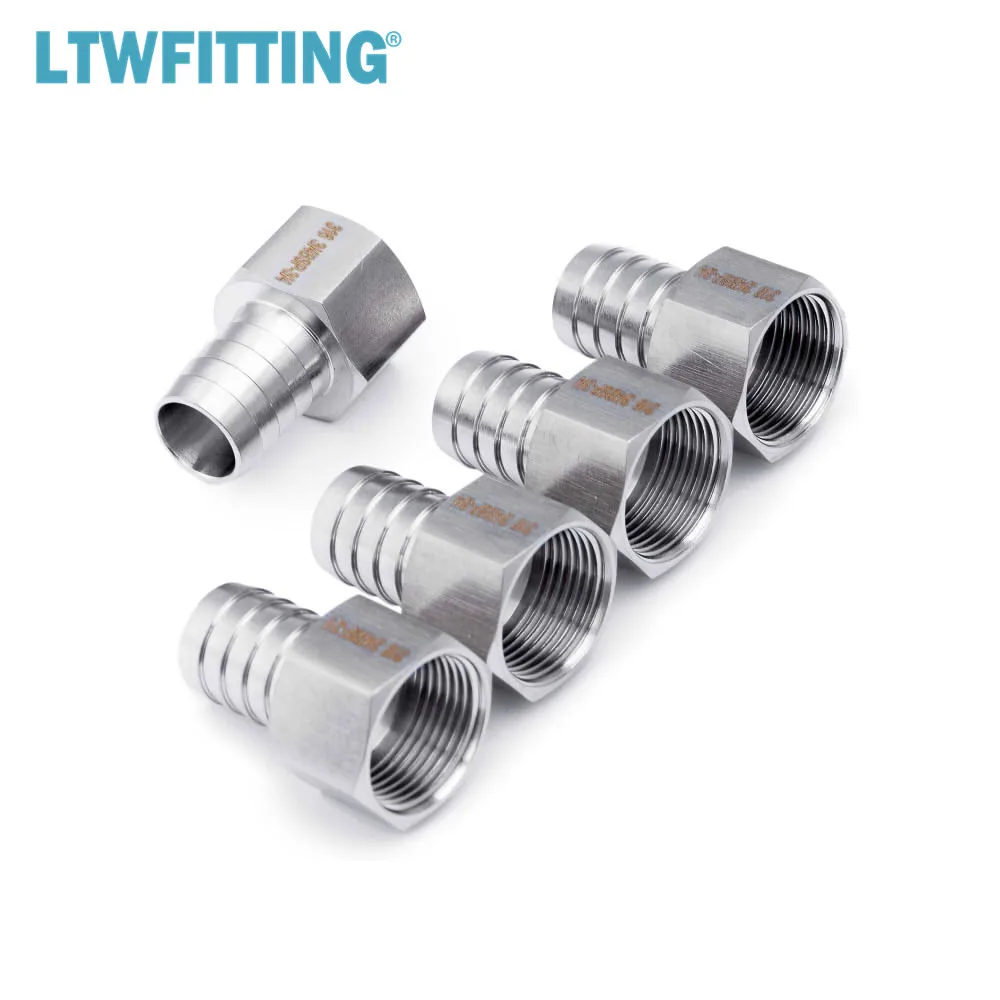 

LTWFITTING Stainless Steel 316 BSP Fitting Coupler/Adapter 3/4-Inch Female BSPP x 3/4-Inch(19mm) Hose Barb Fuel Gas