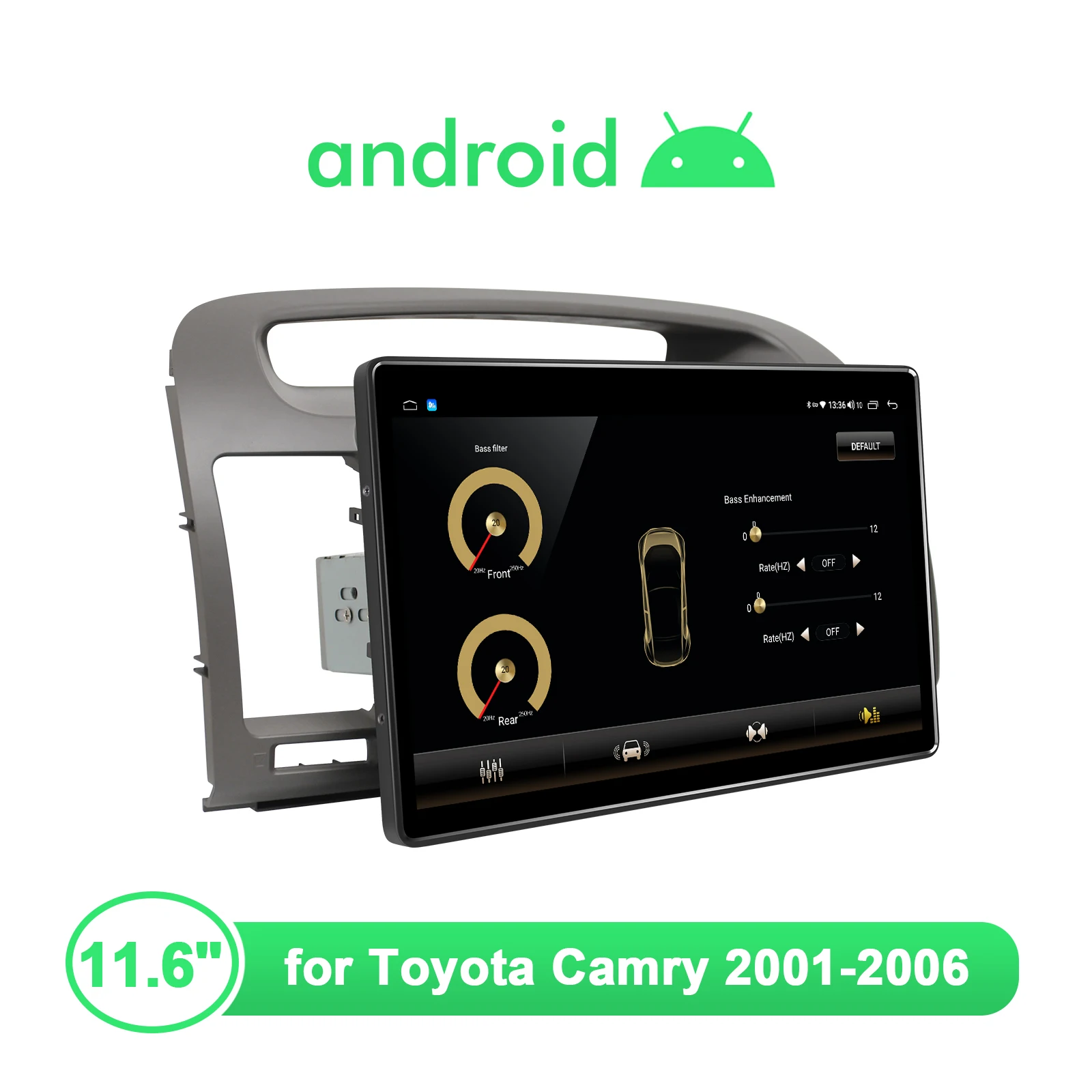 구매 자동차 라디오 Android10 중앙 멀티미디어 플레이어 헤드 유닛 무선 Carplay 4G 도요타 캠리 2001-2006 11.6 인치 큰 화면