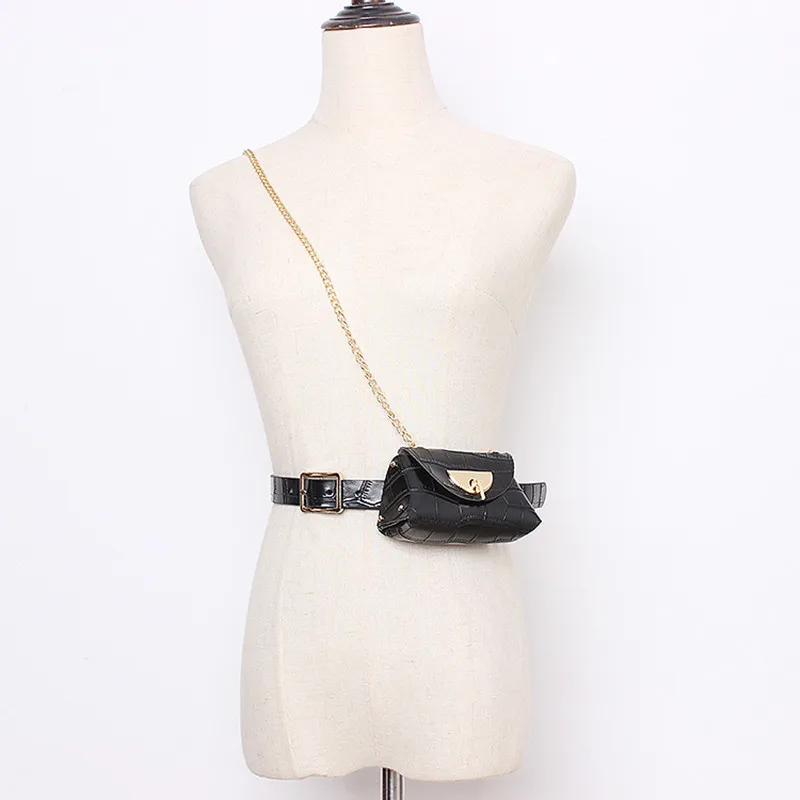 Johnature 2023 New Mini Belt Waist Bag Dismountable Fashion Belts For Women All Match 7 Colors Chain Stereoscopic Belt