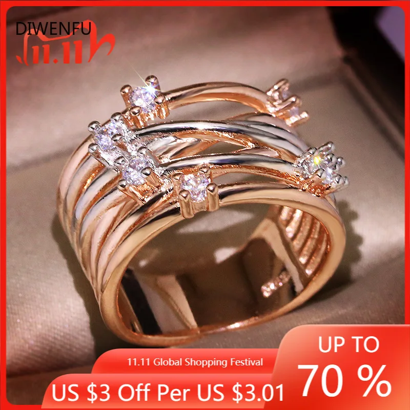 

14K Rose Gold Rings for Women Diamond Anniversary Cocktail Ring for Women Vintage Fashion Diamond Gold Rings for Luxury Jewelry