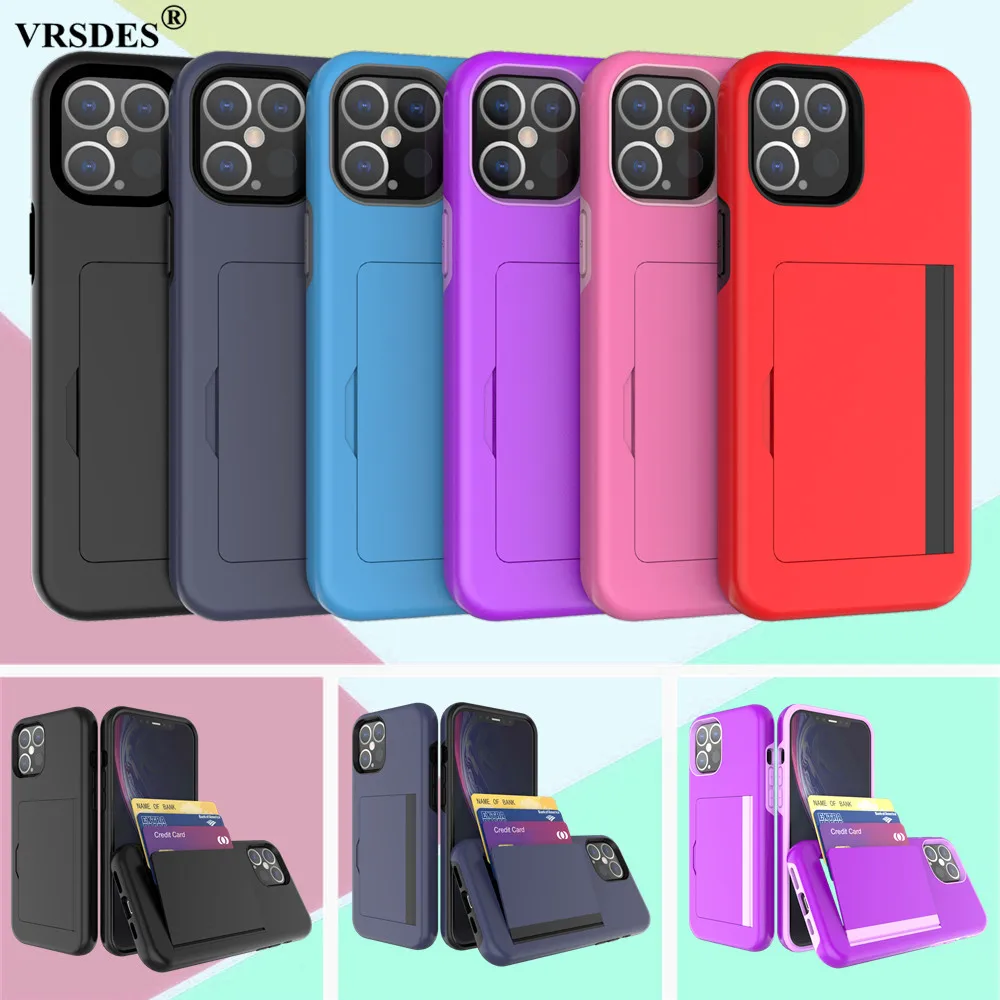 

Candy Color Business Case For iPhone 12 Pro Max 11 Pro Max Card Slots Cover For Samsung Galaxy Note 20 Ultra A20 A30 A50 Funda