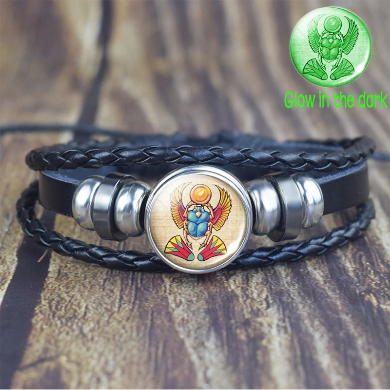 Египетский Анкх светится в темноте панк браслет винтажный Древний Египет Анубис