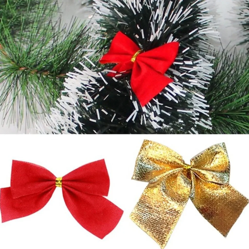 

Christmas Bow Red Gold Silver Christmas Tree Decoration Bowknots Xmas Ornament Party Holiday Decoration For Child Gifts Navidad