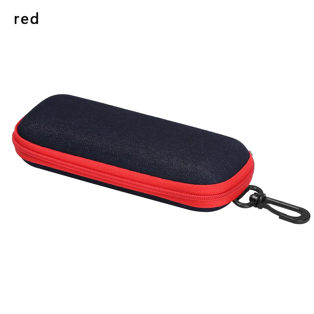 red with zipper Джинсовые тканевые очки, коробка на молнии, солнцезащитные очки, защита от раздавливания, контейнер для очков, чехол для путешествий, очки, сумка для переноски - Цвет: red with zipper