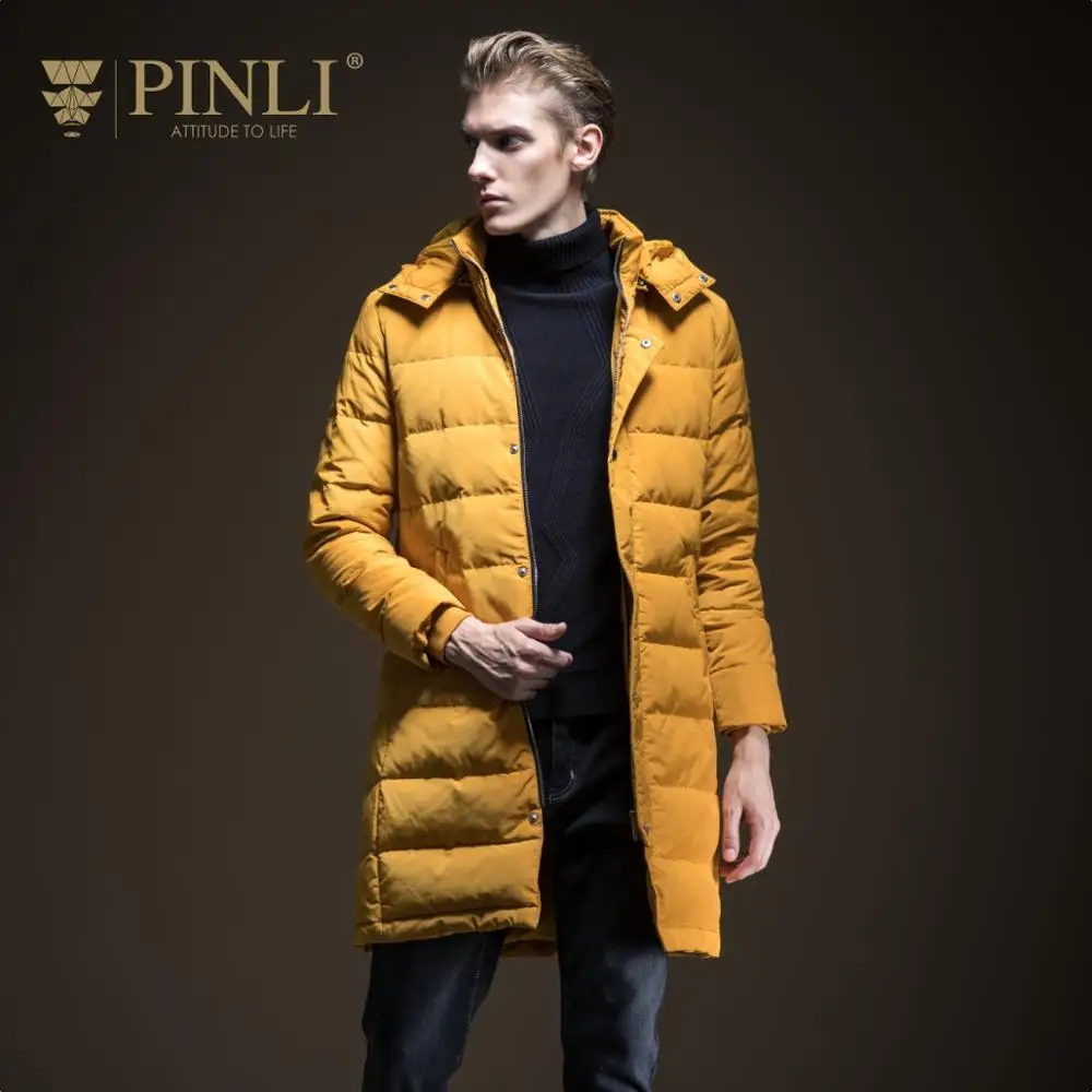 Pinli зима 2020 скидка полная длина съемный капюшон однотонный тонкий теплый